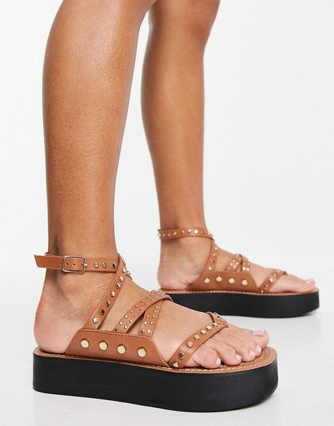 Asos Design Women's Tan Leather Sandals ANS1038