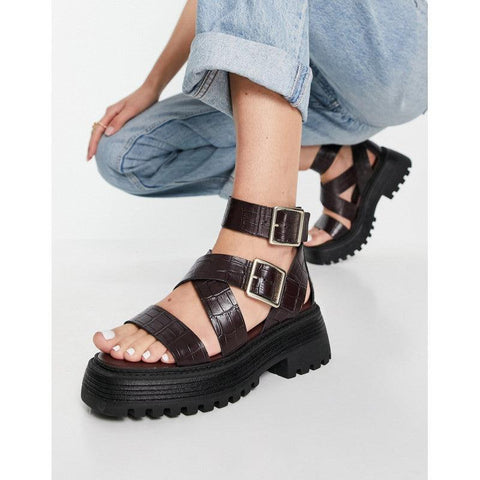 Asos Design Women's Burgundy Chunky Sandals ANS1055