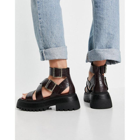 Asos Design Women's Burgundy Chunky Sandals ANS1055