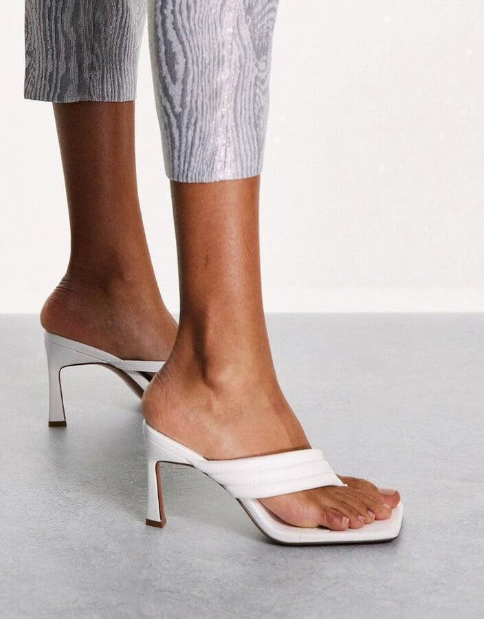 Asos White Toe Thong Heeled Sandals ASOS Design Women's