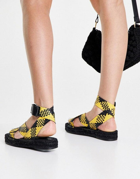 Asos Design Women's Black & Yellow Sandal ANS1052