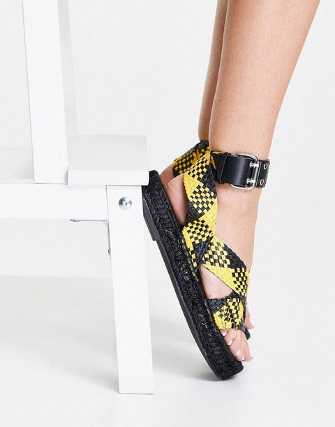 Asos Design Women's Black & Yellow Sandal ANS1052