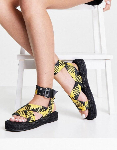 Asos Design Women's Black & Yellow Sandal ANS1052