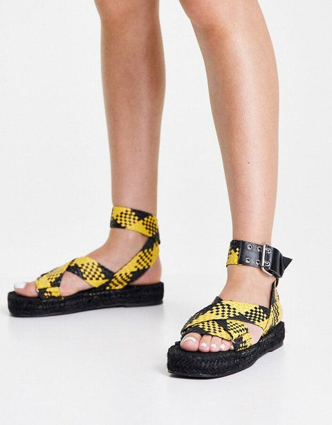 Asos Design Women's Black & Yellow Sandal ANS1052