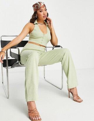 Asos Design Women's Green Sleeveless Crop-Top ANF2732