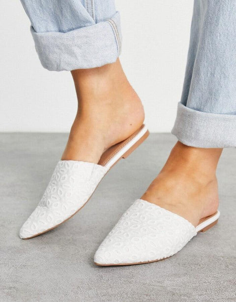Asos Design Women's White Lava Pointed Slipper ANS1045