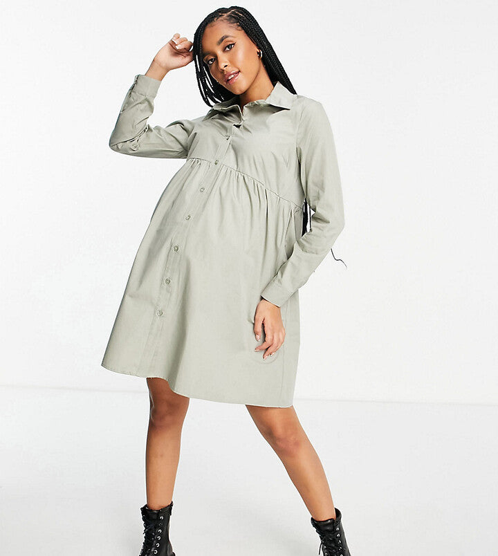 ASOS Design Maternity  Women's Khaki Mini Dress AMF1669 s