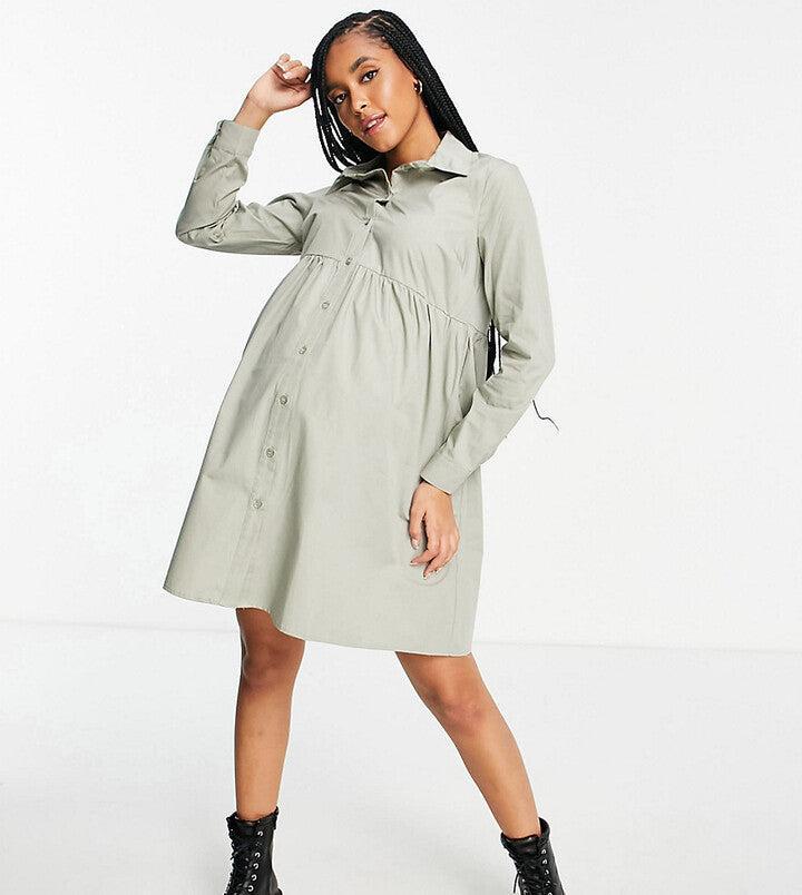 Asos Design Women's Khaki Shirt Dress ANF3086