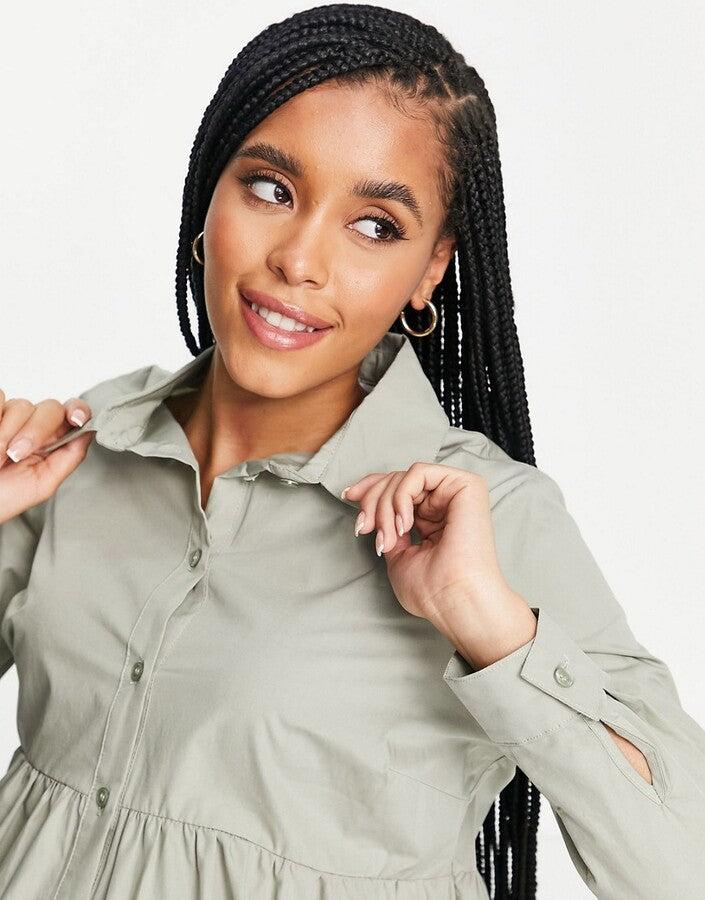 Asos Design Women's Khaki Shirt Dress ANF3086