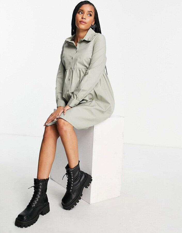 Asos Design Women's Khaki Shirt Dress ANF3086