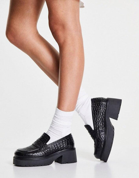 Asos Design Women's Black Moral Leather Casual Shoes ANS855