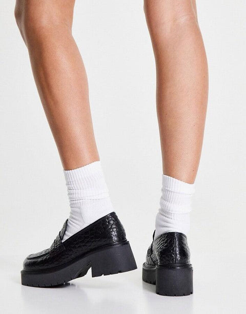 Asos Design Women's Black Moral Leather Casual Shoes ANS855