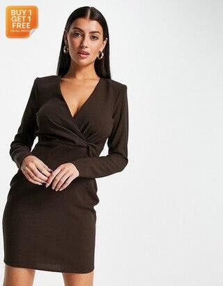 Asos Design Women's Dark Brown Dress ANF868