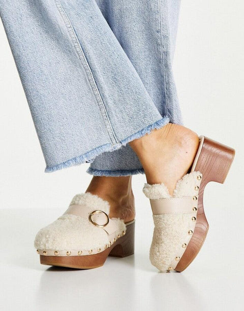 Asos Design Women's Beige Heeled Slipper ANS993