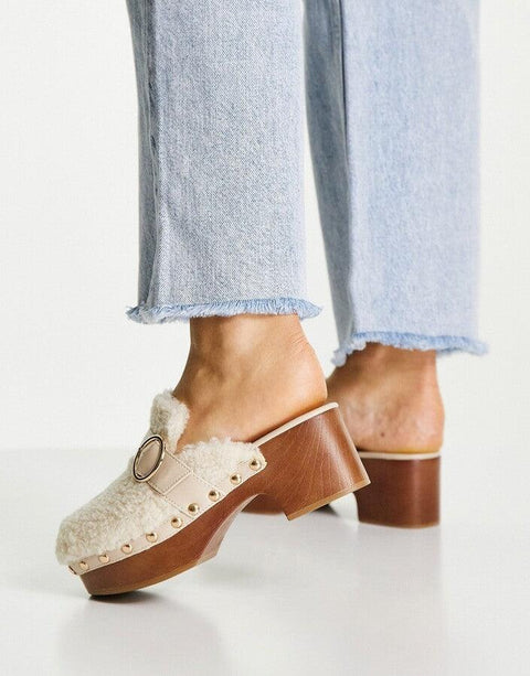 Asos Design Women's Beige Heeled Slipper ANS993