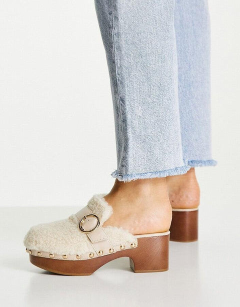 Asos Design Women's Beige Heeled Slipper ANS993