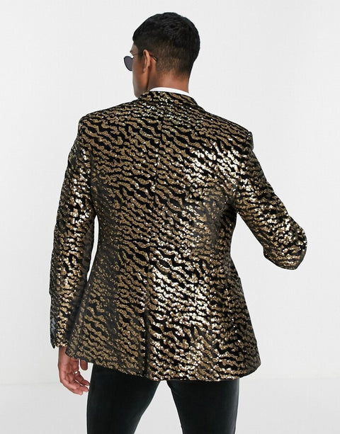 Asos Design Men's Black & Gold Blazer ANF242 (AN69 shr