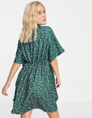 Asos Design Women's Green Textured Smock Dress ANF2695