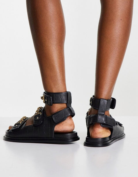 ASOS Design  Women's Black Sandal ANS24(shoes 55)shr