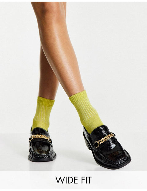 Asos Design Women's Black Square Toe Loafers ANS805