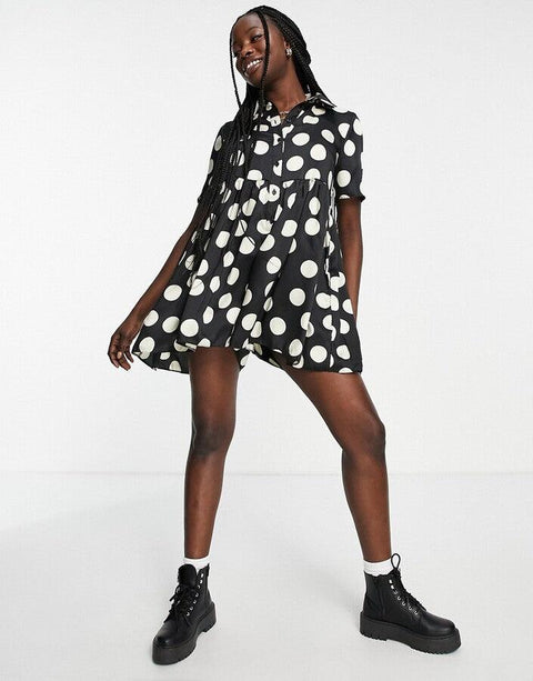 Asos Design Women's Black Satin Short-Sleeve Romper ANF2725