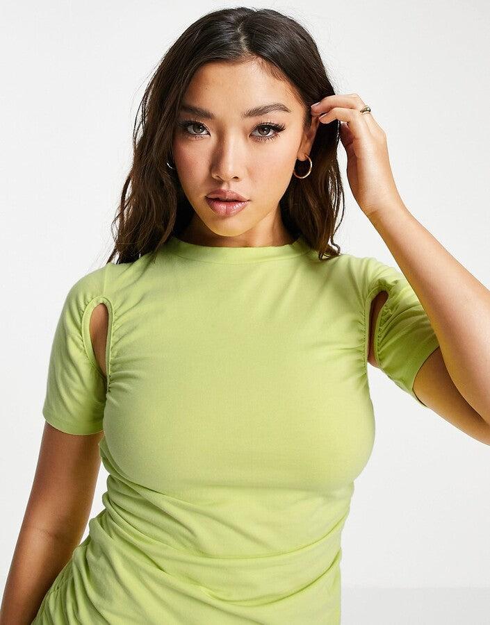 Asyou Women's Lime Green Dress ANF3286