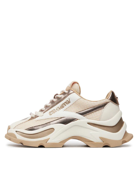 Steve Madden Women's Beige & Gold Zoomz Sneakers | Steve Madden In Lebanon