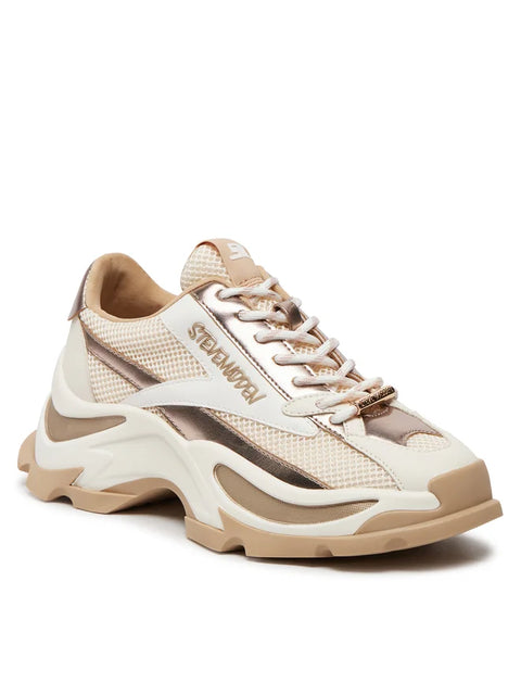 Steve Madden Women's Beige & Gold Zoomz Sneakers | Steve Madden In Lebanon