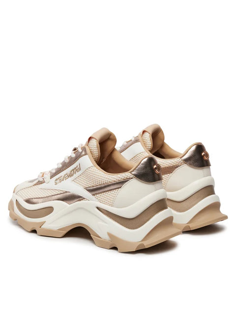 Steve Madden Women's Beige & Gold Zoomz Sneakers | Steve Madden In Lebanon