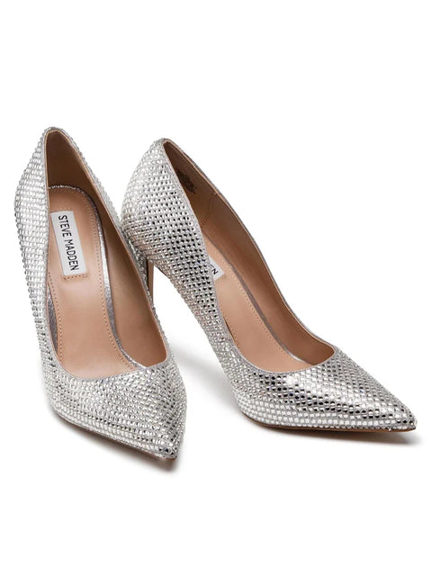 Steve Madden Women's Silver Rhinestone Vivie Heels | Steve Madden In Lebanon