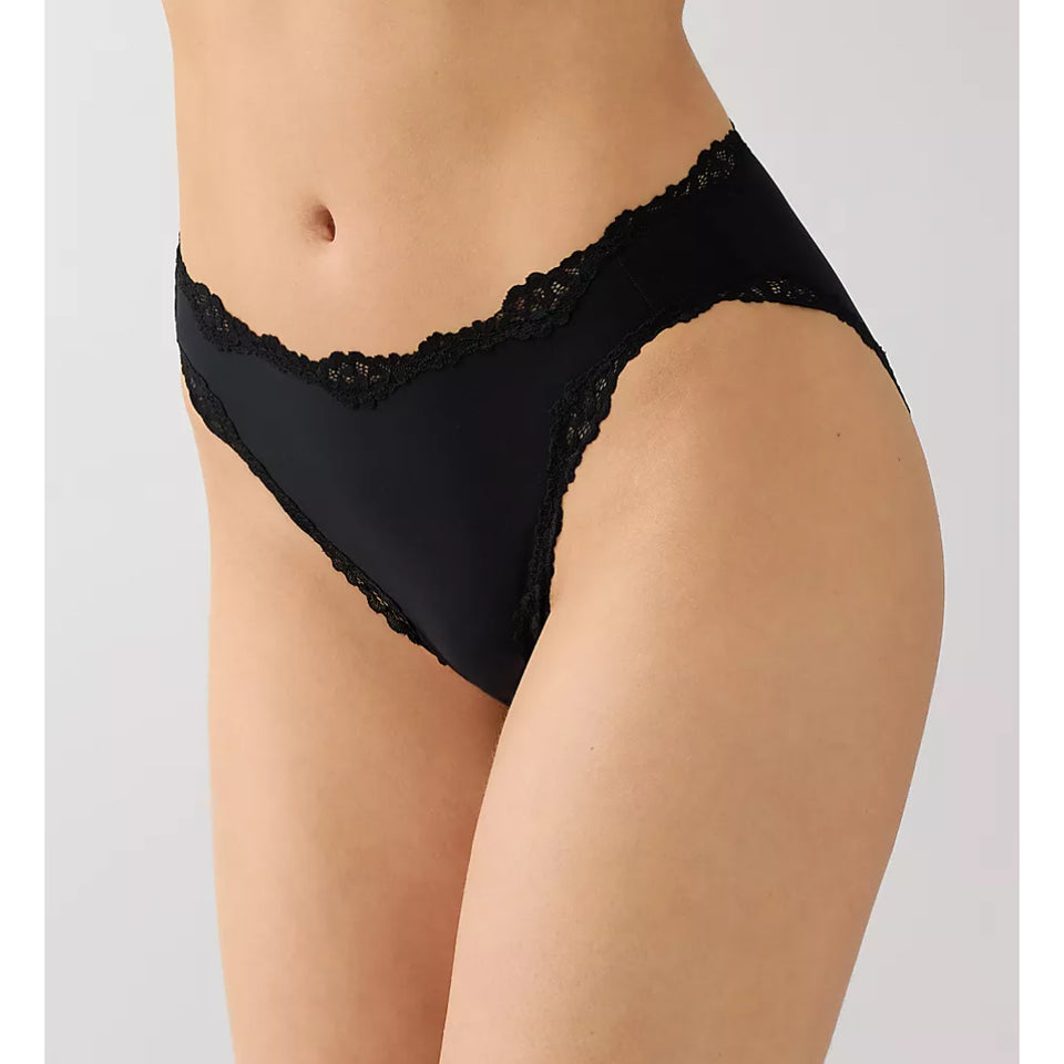 B. Tempt'd by WacoalWomen's Black Lace-Trim High-Cut Bikini Briefs