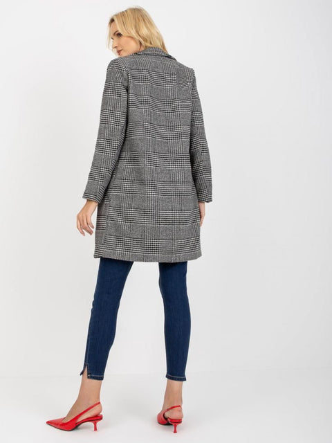 Sublevel Women's Gray Checkered Wool Coat |Sublevel In Lebanon