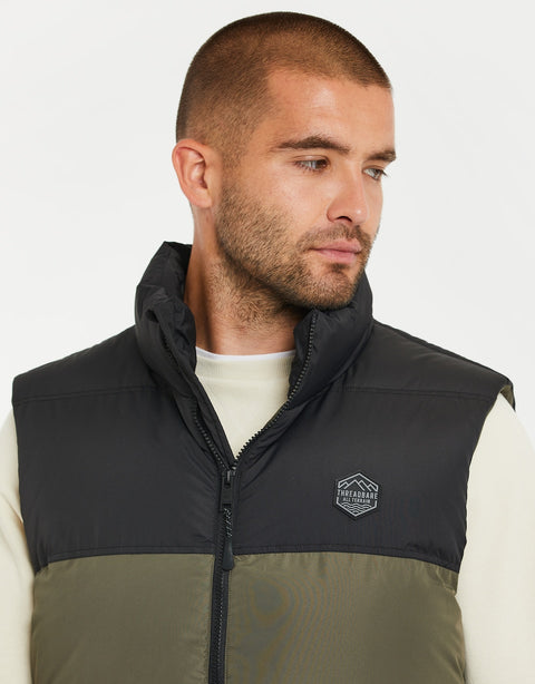 Threadbare Men's Black & Olive Lethame Vest |Threadbare In Lebanon