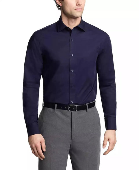 Tommy Hilfiger Men's Navy TH Flex Essentials Regular-Fit Stretch Dress Shirt |Tommy Hilfiger In Lebanon