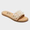 Art Class Girls Tan Woven Pearl Embellished Slide Sandals | Art Class in Lebanon