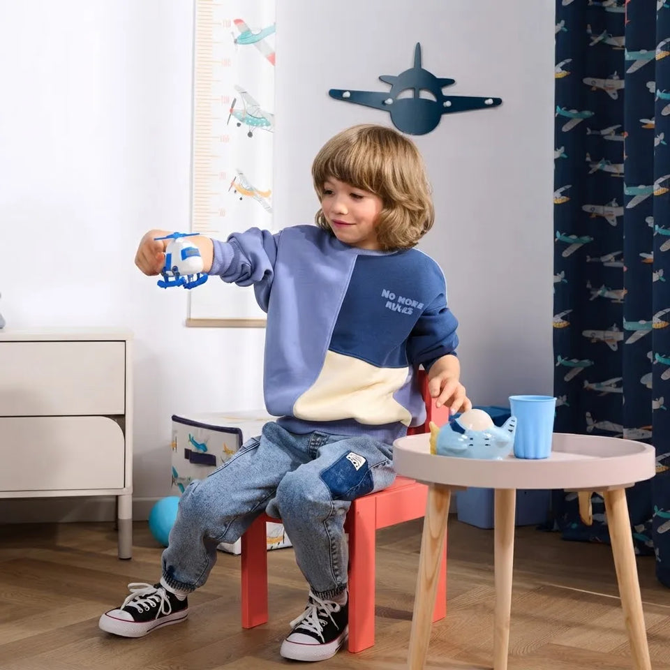 Sinsay Boy's Blue and White No More Rules Printed Ribbed Cuffs Sweatshirt