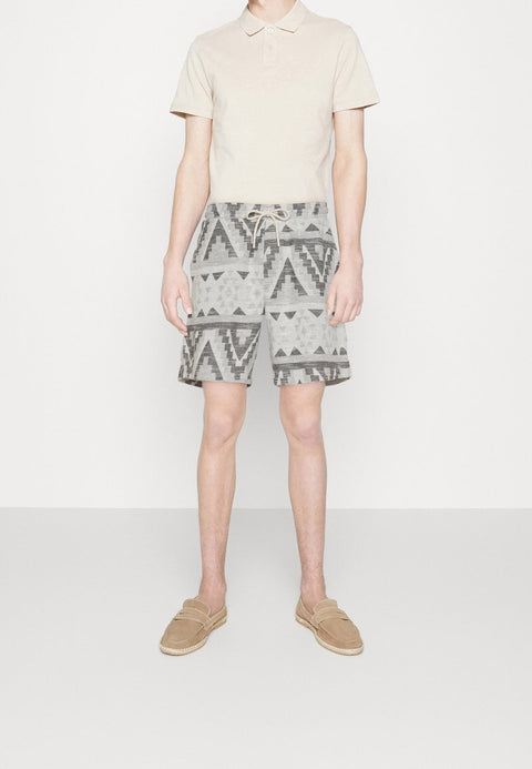 Redefined Rebel Men's White & Dark Gray Marl Pattern Printed Shorts | Redefined Rebel In Lebanon