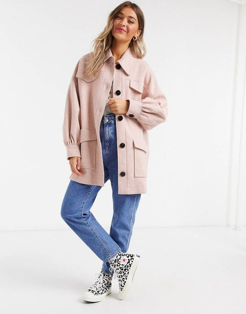 ASOS DESIGN Light Pink Puff Sleeves Jacket | ASOS DESIGN In Lebanon