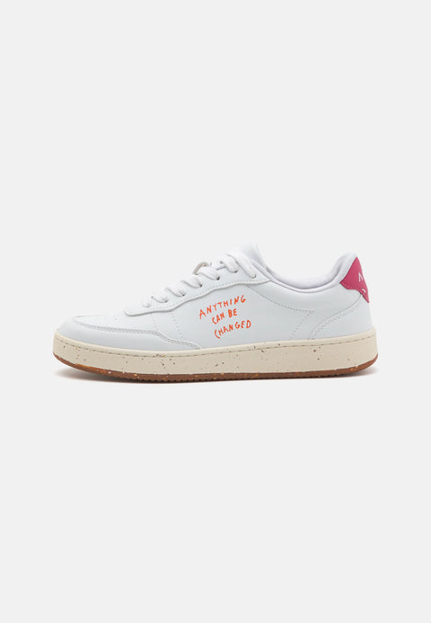 ACBS Women's White With Printed Orange Logo Sneakers | ACBS In Lebanon