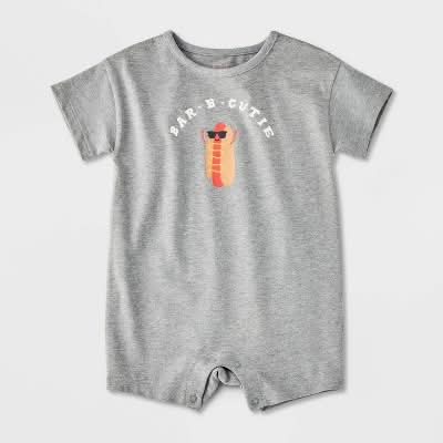 Cat & Jack Baby Boy's Grey Printed Short Sleeve Romper | Cat & Jack In Lebanon