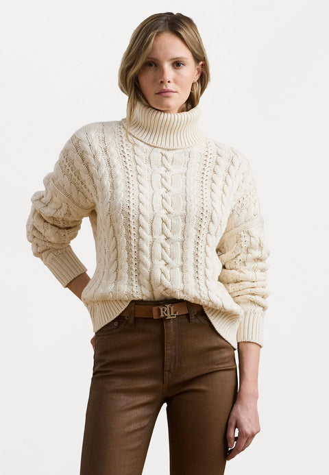 Lauren Ralph Lauren Women's Off White Cable-Knit Sweater | Lauren Ralph Lauren In Lebanon