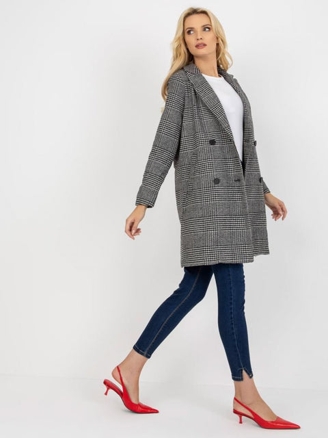 Sublevel Women's Gray Checkered Wool Coat |Sublevel In Lebanon