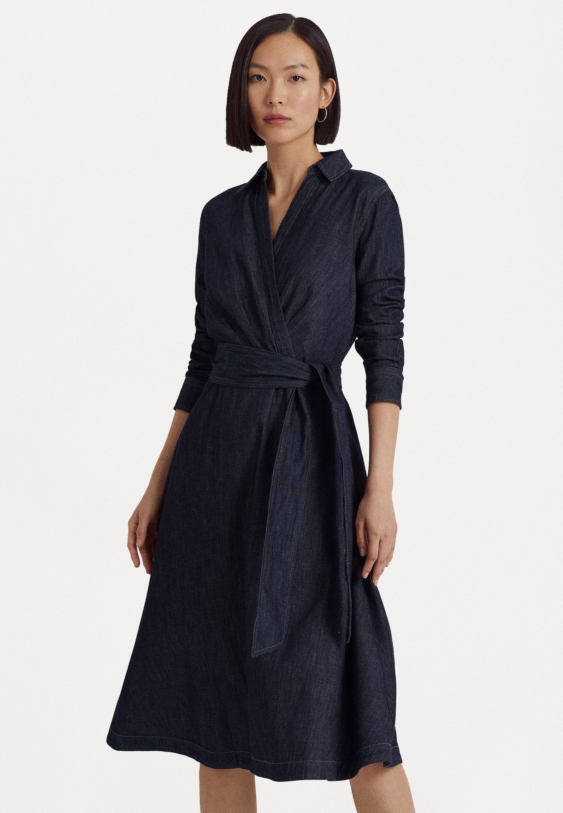 Lauren Ralph Lauren Women's Navy Denim Long Sleeve Midi Dress  |Lauren Ralph Lauren in Lebanon