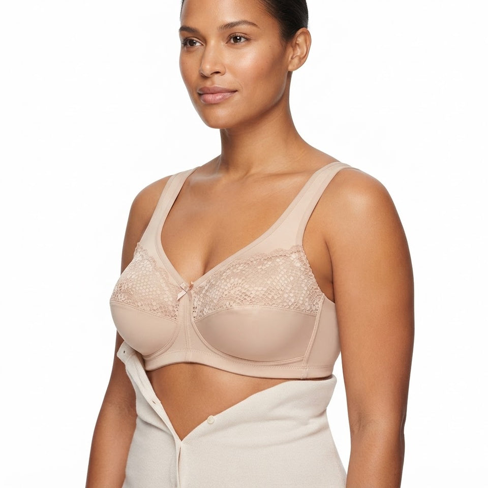 Glamorise Women's Nude Full-Coverage Comfort Lace Bra