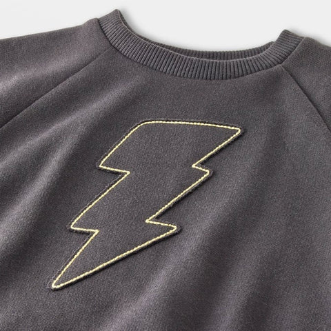 Cat & Jack Baby Boy's Dark Grey Embroidered Lightning Bolt Fleece Sweatshirt | Cat & Jack In Lebanon