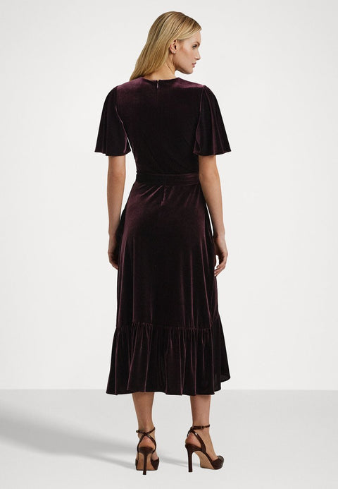 Lauren Ralph Lauren Women's Dark Purple Velvet Flutter Dress |Lauren Ralph Lauren in Lebanon