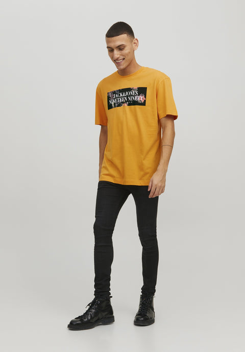 Jack & Jones Men's Orange With Print Graphic T-Shirt  |Jack & Jones in Lebanon