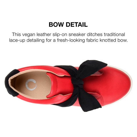 Journee Collection Women's Red Abrina Bow Detail Slip On Sneakers | Journee Collection In Lebanon