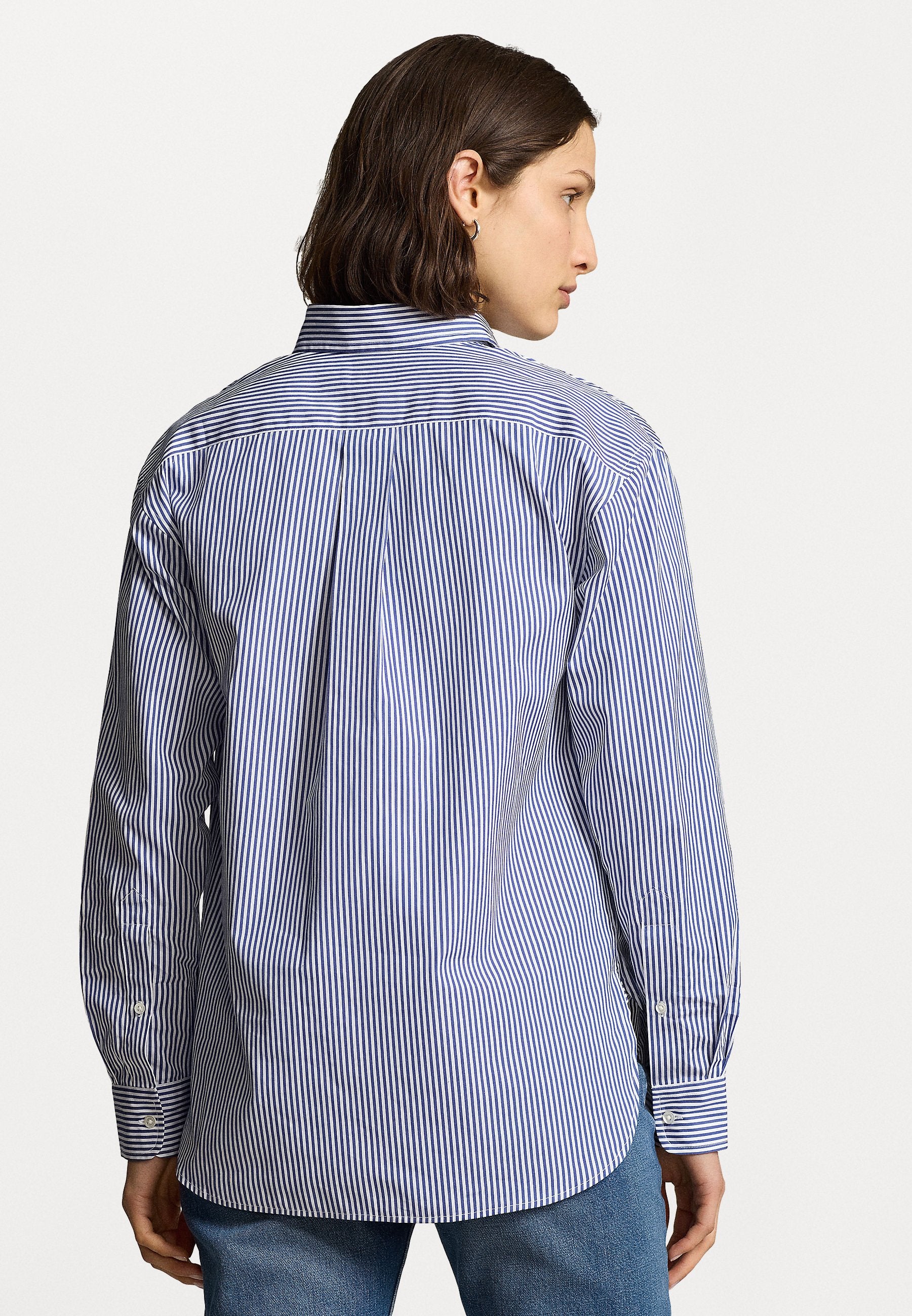 Polo Ralph Lauren Women's White Blue relaxed-fit striped cotton shirt| Polo Ralph Lauren in Lebanon