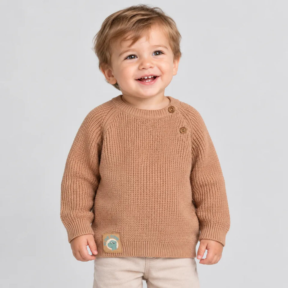 Sinsay Baby Boy's Sand Shoulder Buttons Crewneck Sweater